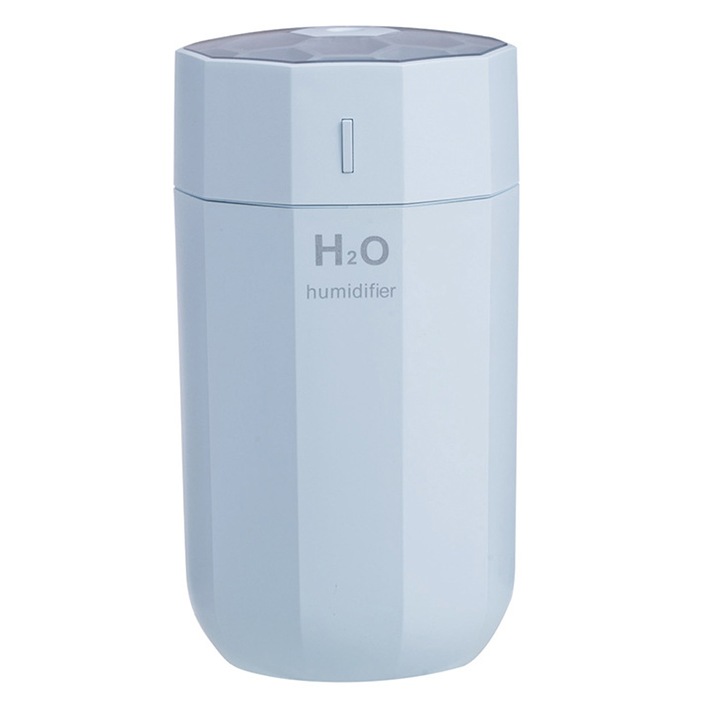 Hordozható párásító 2 permetezési móddal, éjszakai fény, csendes, 350 ml