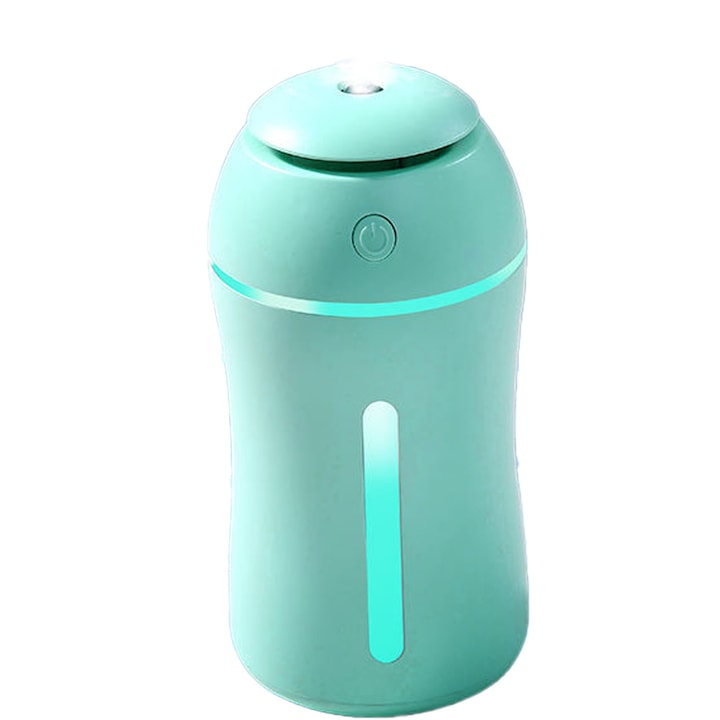 Hordozható párásító, színes fényű, 240ml, zöld