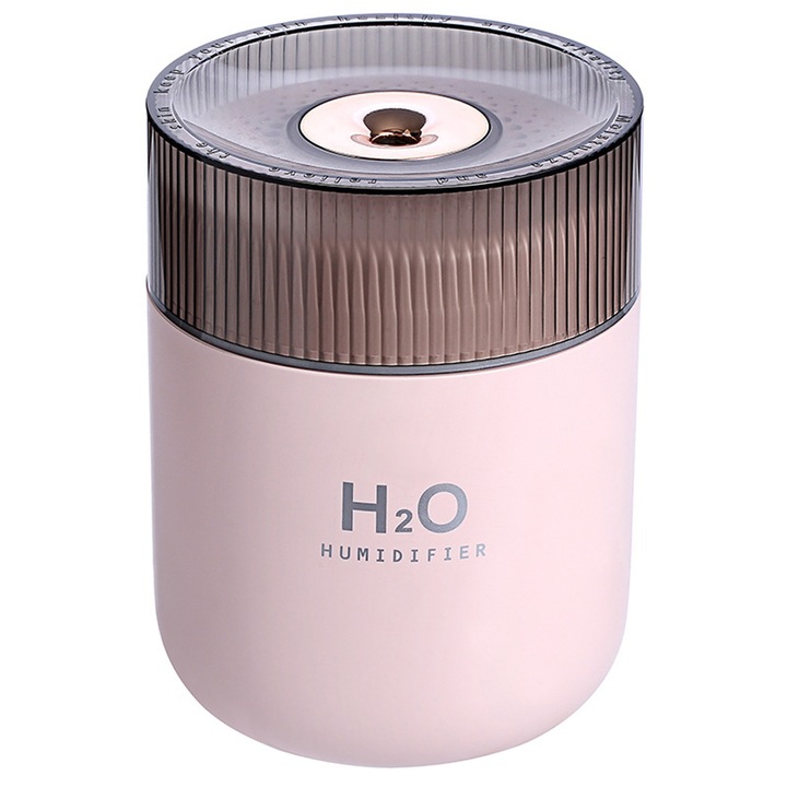 Hordozható párásító éjszakai fénnyel, csendes működés, űrtartalom 380 ml, USB tápegység, automatikus kikapcsolás