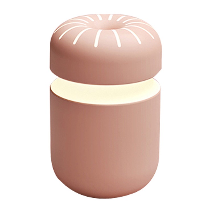 Hordozható párásító éjszakai fénnyel, csendes, űrtartalom 300 ml, barna