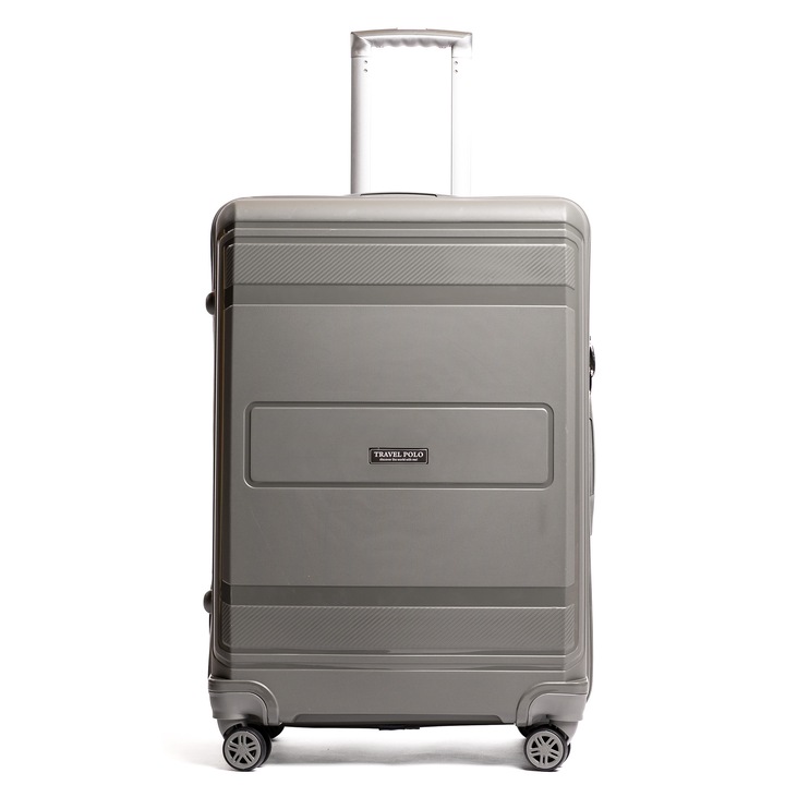Troler cabina avion.Valiza din Polipropilena TRAVEL POLO, 1017, 57x36x25cm.Bagaj de mana, roti duble, culoare Gri