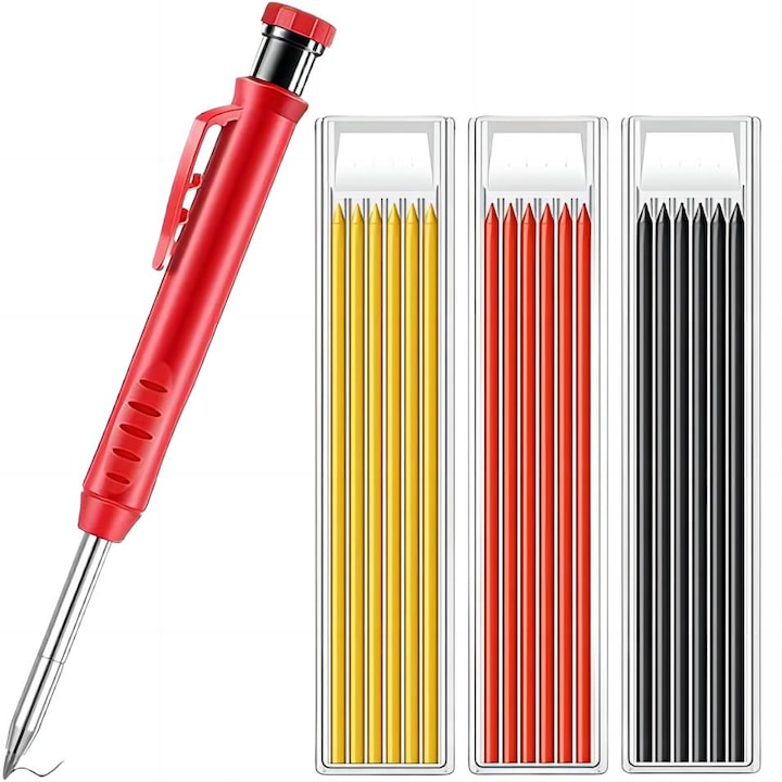 AEWOYAD asztalos ceruza készlet, 4 db, központi lyukasztó, többszínű