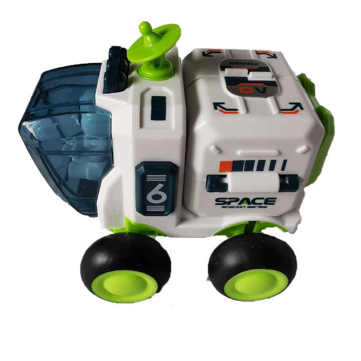 Vehicul Spatial gen Rover Mars Explorer cu Astronaut inclus, 15cm, Motor pe inertie, se deschid usi, verde, VisionXXI