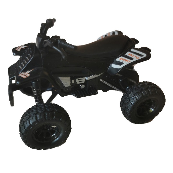 Játék ATV, Die Cast, fém és műanyag, 13 cm, 1:24, visszahúzható, fekete, VisionXXI