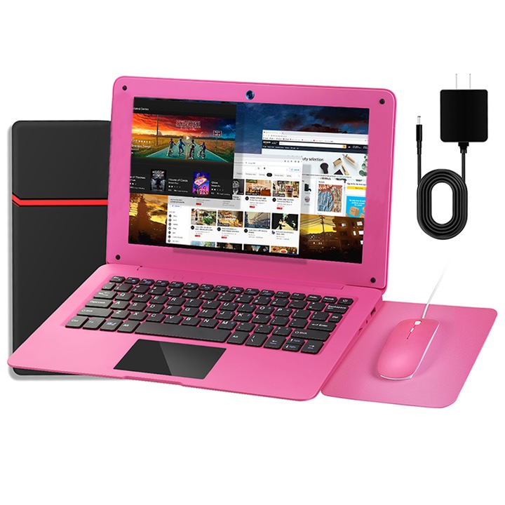 Laptop számítógép A133, NBD®, 2 GB RAM, 64 GB ROM, Android 12.0, 10,1", FHD, IPS, DDR3 SDRAM, 1,8 Ghz, rózsaszín