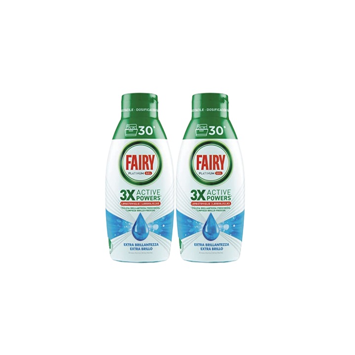 Set 2 detergenti pentru masina de spalat vase, Fairy Platinum Gel Ocean ...