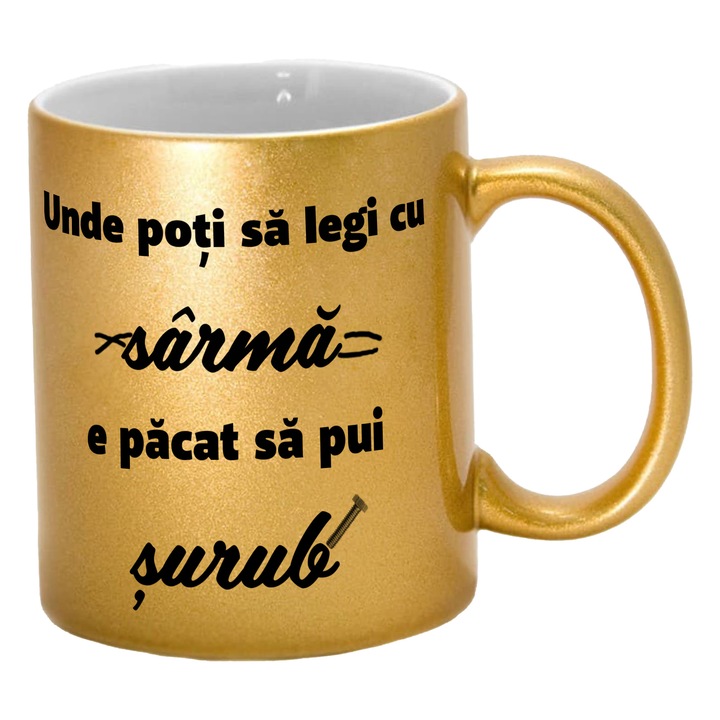 Cana sidefara aurie personalizata Unde poti sa legi cu sarma, 325 ml, Pop Radu Daniel II