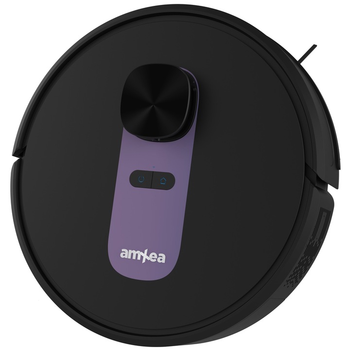 Прахосмукачка робот amXea G6 Black-Violet, лазерна навигация, Wi-Fi приложение, смарт памет, много повърхности, химическо чистене с пране, централна четка
