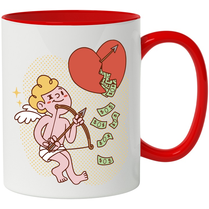 Cana Cu Emotionally Exahausted, Inima Suparata, Nor Fulgere, Cei Obositi Mental, Multicolor, 330 ml, cu maner Alb