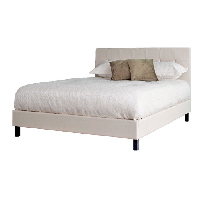 Pat Mali 160x200 cm, Tapitat Stofa Crem, Somiera Inclusa