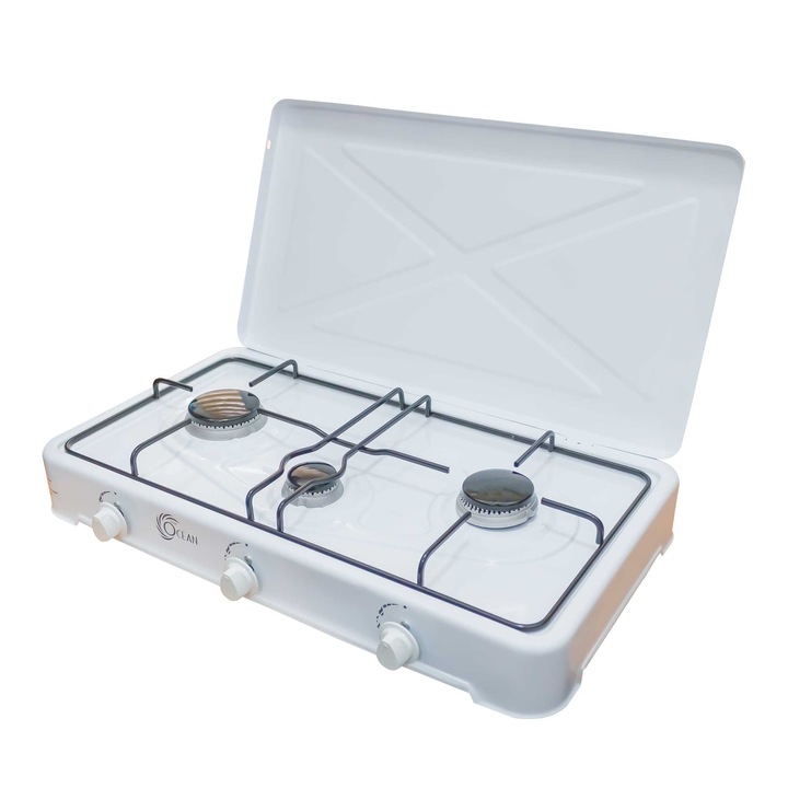 Aragaz cu 3 ochiuri. utilizare GPL butelie. 4.3kW. consum 0.312. OCEAN 103-alb