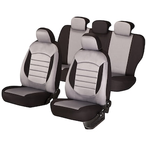 Set huse scaune auto Smartic®, Urban V2, 11 piese, compatibile cu airbag, rabatabile, 3 straturi de material, gri