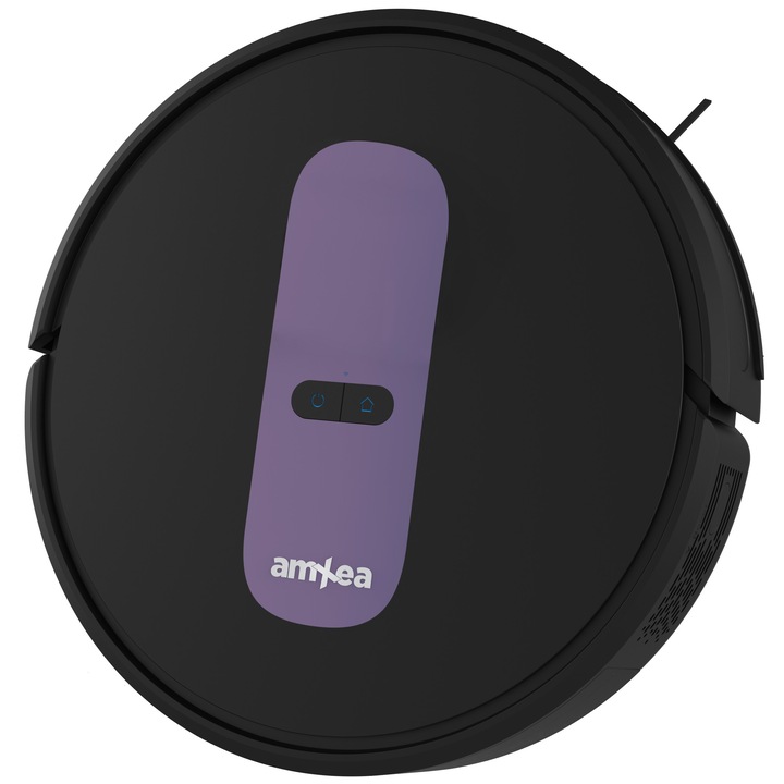Прахосмукачка робот amXea G1 Black-Violet, жироскопична навигация, Wi-Fi приложение, смарт памет, много повърхности, централна четка