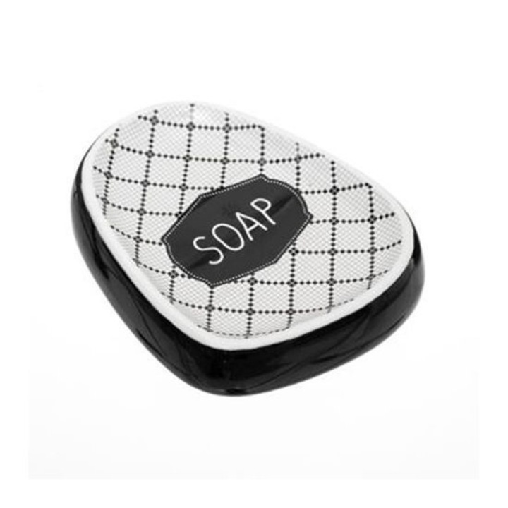 Savoniera, gresie, alb/gri, 12x9.5x2.5 cm, Silk Cadence, Five