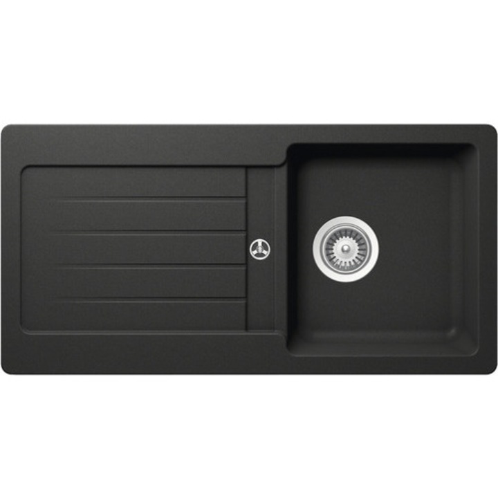 Chiuveta Bucatarie Cu O Cuva Schock Typos D-100s 86x43,5 Cm, Cu Picurator, Reversibila, Cristalite Nero