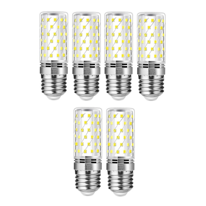 Led крушки, 1200 Lm, цокъл E27, 12W, 6 бр., студено бяла светлина 6500K