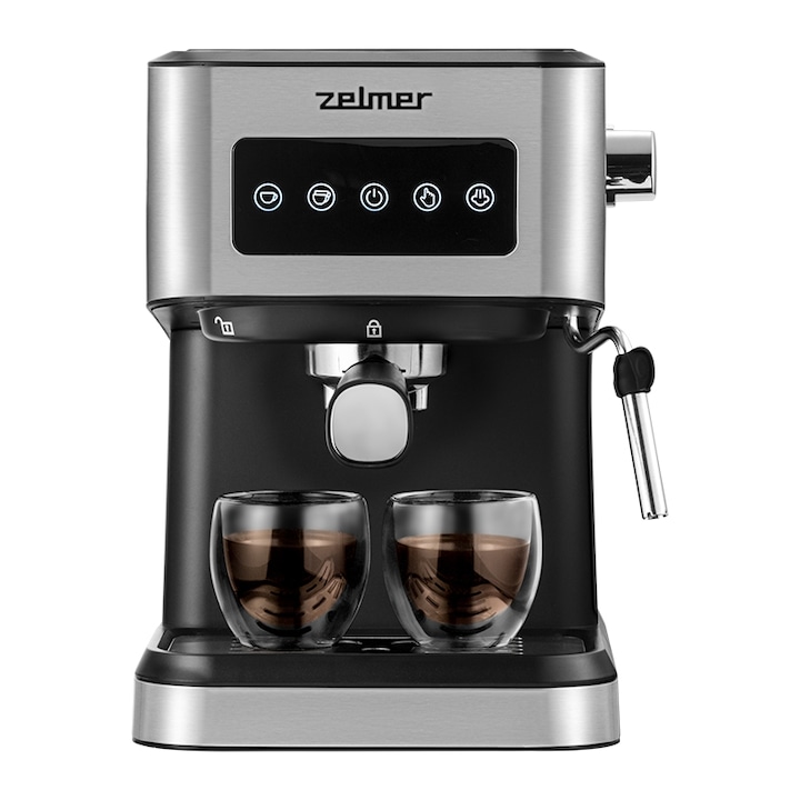 Espressor cafea Zelmer ZCM6255,1050 W, 20 bar, negru/argintiu