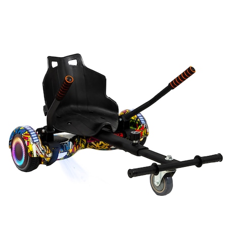 Pachet Hoverboard 6.5 inch cu Scaun Standard, Smart Balance, Regular HipHop PRO, Autonomie Standard, Hoverkart Ergonomic Negru