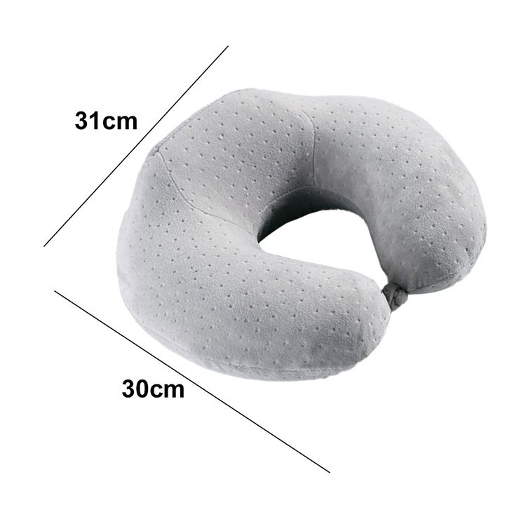 Perne de calatorie, Suporturi pentru gat, Suport pentru gat, Spuma cu memorie，Gri