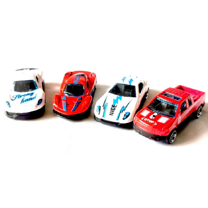 4 db fém autó készlet, 7cm, tarka, VisionXXI