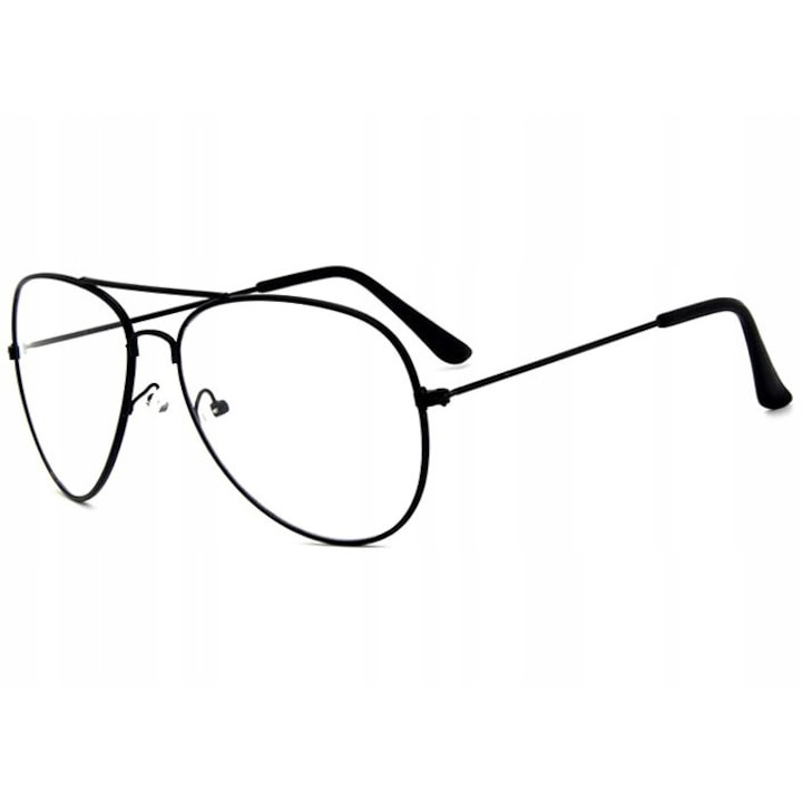 Авиаторски унисекс очила с прозрачни стъкла, Edibazzar, Метални, Черни/Прозрачни