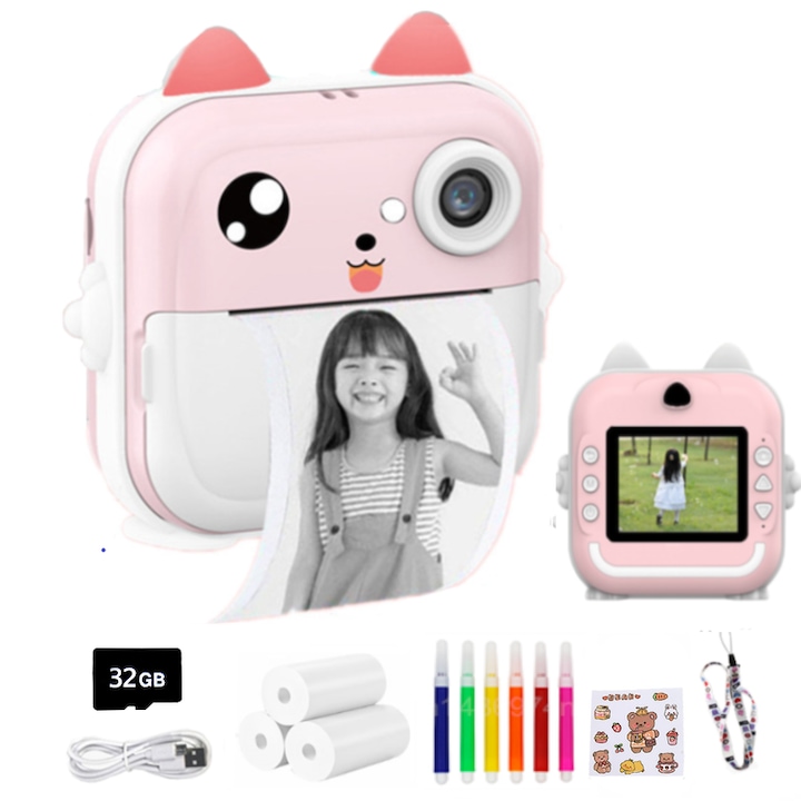 WALALLA Instant kamerakészlet és tartozékok, gyerekeknek, Bluetooth, 3-13, rózsaszín