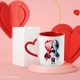 Cana Cu Pictura Doi Indagostiti sub Turnul Eiffel, Paris, Orasul Indragostitilor, Valentine's Day, Multicolor, 330 ml, cu maner Inima Rosie
