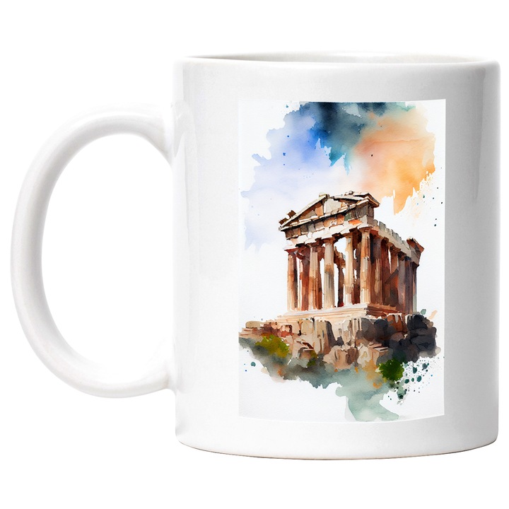 Cana Cu Peisaj Istoric, Atractii Turistice, Italia, Roma, Vacanta, Multicolor 330 ml, cu maner Alb