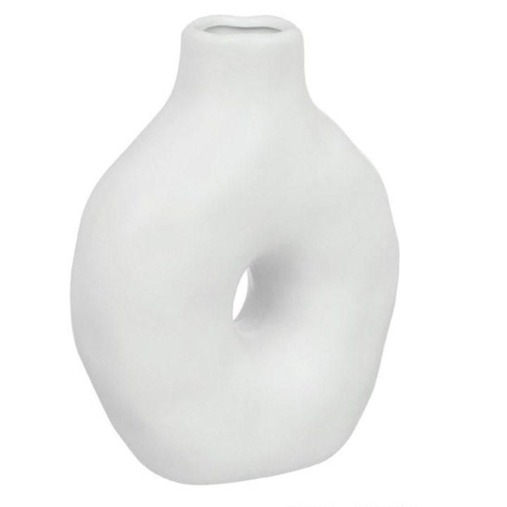 Бяла керамична ваза 15x7x20см