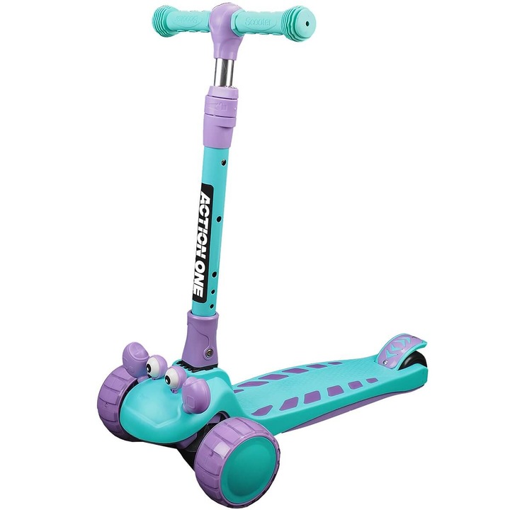 Action One Happy Crab roller platformmal és könnyű kerekekkel, kék, 58x28x76 cm