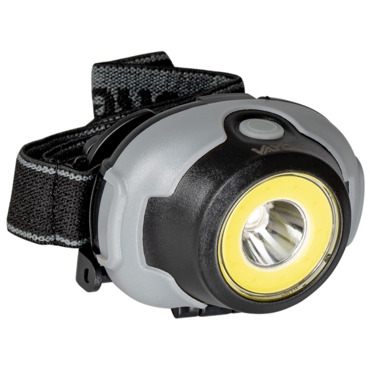 LED фенерче VA0119, COB 170lm, 3 режима на светене, водоустойчиво IP44, на батерии, сиво