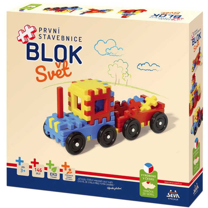 Set de constructie, SEVA BLOK World, Plastic, 146 piese