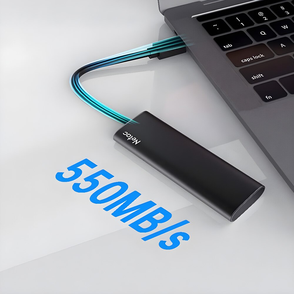 Solid State Drive (SSD) Netac Portable Z Slim, 250GB, 550MB/s, USB-C ...