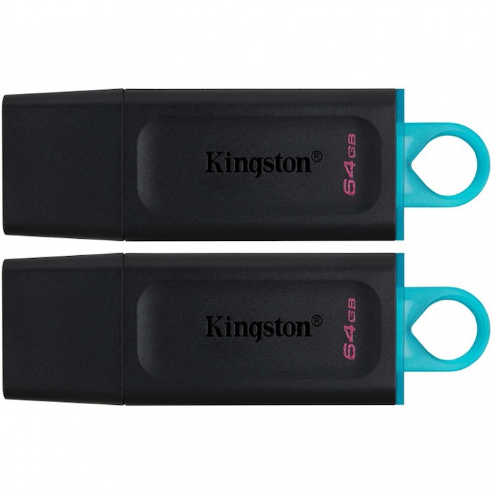 Пакет от 2x Kingston DataTraveler Exodia 64GB USB памет, USB 3.2, черен/синьозелен