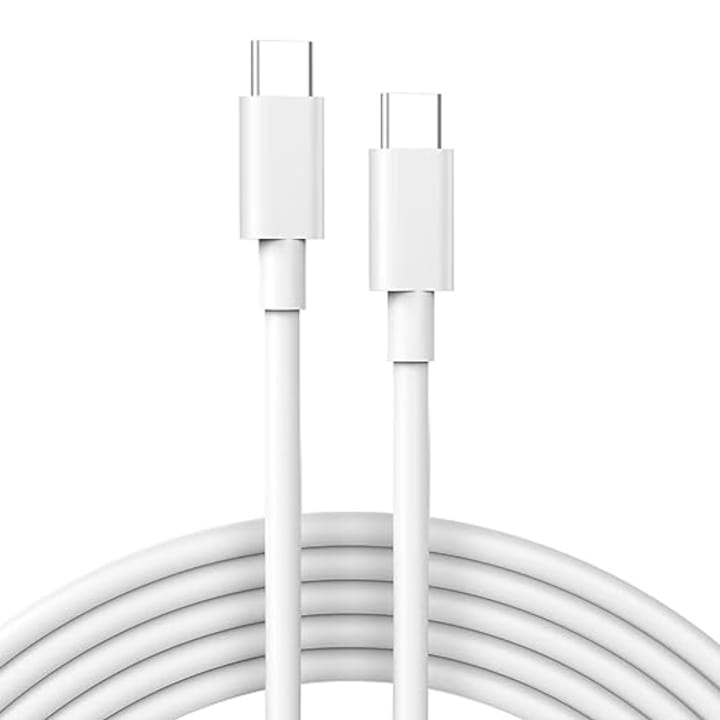 Кабел за данни и зареждане, USB Type-C към USB Type-C, 1 м, бял, Включва се в MacBook Air MacBook Pro зарядно, Mini 6, Google Pixel 7 6 Pro, Samsung Galaxy, LG, Premium Wire Core