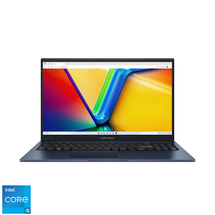 Лаптоп Asus VivoBook X1504ZA-NJ201W 15.6" FullHD, Intel® Core™ i5-1235U, 8GB, 256GB SSD, Intel® UHD Graphics, Windows® 11, унгарска клавиатура, син
