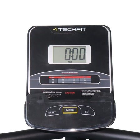 Bicicleta fitness orizontala TECHFIT R410N, Sistem inertie volanta 6 Kg, Greutate utilizator 120 Kg, Suport telefon/tableta, Roti transport