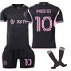 Echipament sportiv copii Miami Messi Fotbal Tricou,130-140 cm, Poliester, Negru