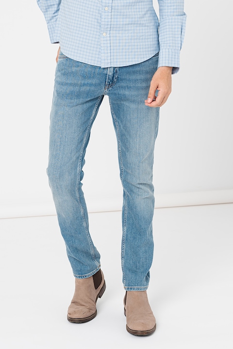 Gant, Blugi slim fit cu talie medie, Albastru deschis