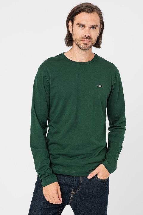 Gant, Bluza uni cu decolteu la baza gatului, Verde inchis, M