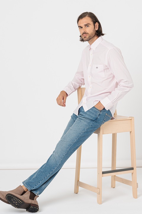 Gant, Риза Oxford със стандартна кройка и джоб отпред, Бял/Светлорозов