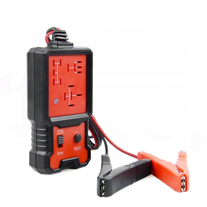 Tester De Relee Auto, SklepLEDy, CNBJ-707, Alimentare 12V (11-15V), Conectori De Relee 4 Si 5 Pini, Cleme Puternice Si Sigure, Cablu De 90 Cm, Dimensiuni 110x60x28mm, 1xTester De Relee