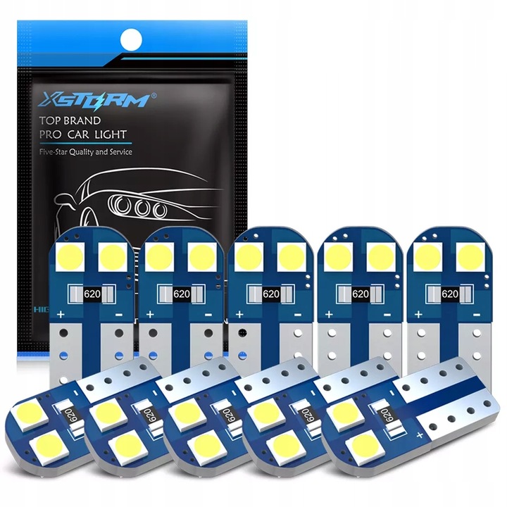 Комплект от 10 LED крушки W5W T10, Xstorm, 12V, 2.5W, 400lm, 6000k