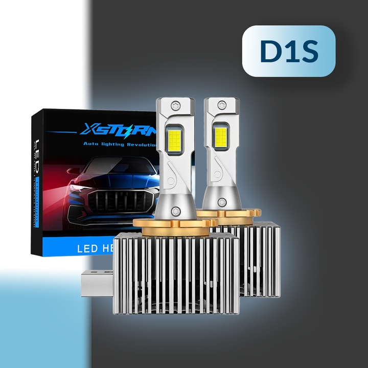Set 2 Becuri Led Auto D1S, Xstorm, Pk32D-2, 160 W, 6000 K, 25000 Lm, 12 V, 60000 H, Faruri De Drum, Faruri De Intalnire, Faruri De Ceata