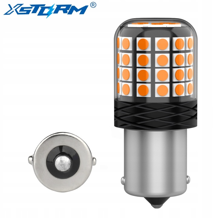 Bec LED, Xstorm, P21W, Sticla, Culoare Lumina 2000K - Portocalie, Putere 21W - 1,5A La 12V, 54 Diode Smd 2016 Pe Un Bec, Portocalie, 1 Bucata