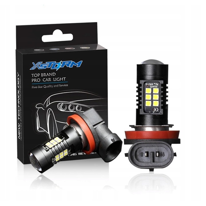 Set 2 Becuri Led Auto H11, Xstorm, Pgj19-2, 80 W, 6000 K, 4000 Lm, 12 V, 60000 H, Lumini De Ceata, Inalta calitate a executiei