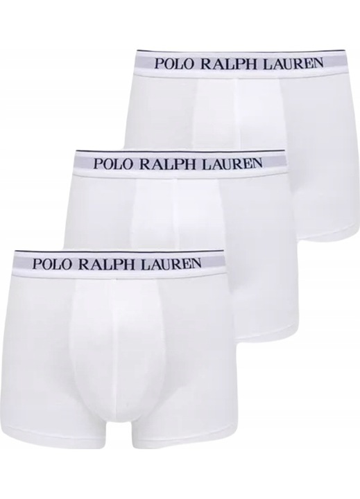 Set 3 boxeri, Polo Ralph Lauren, Bumbac, Alb, Alb