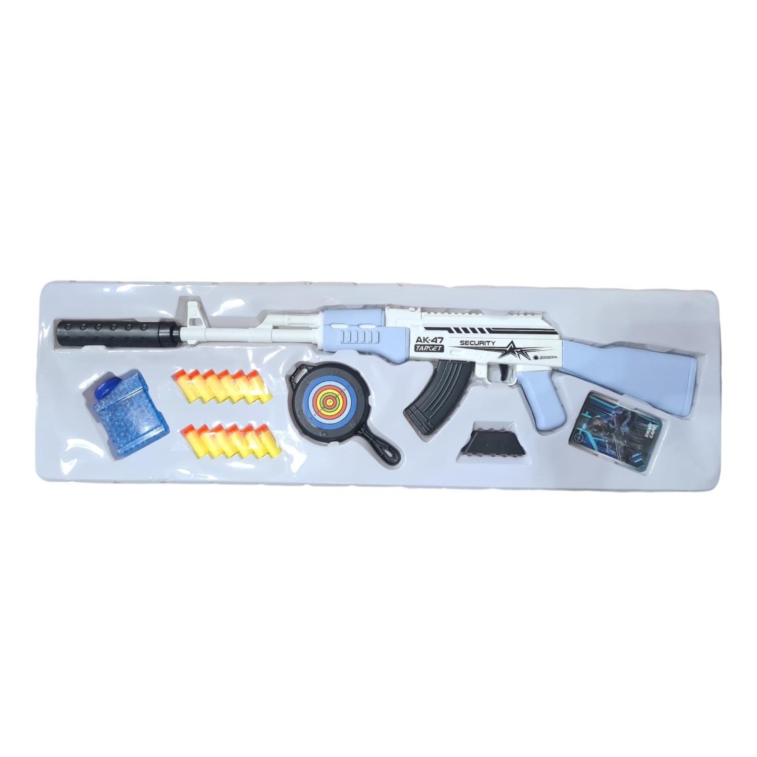 Детска играчка Пушка, AK47,70 см, Със сачми от мека пяна, Вендуза и гел ...