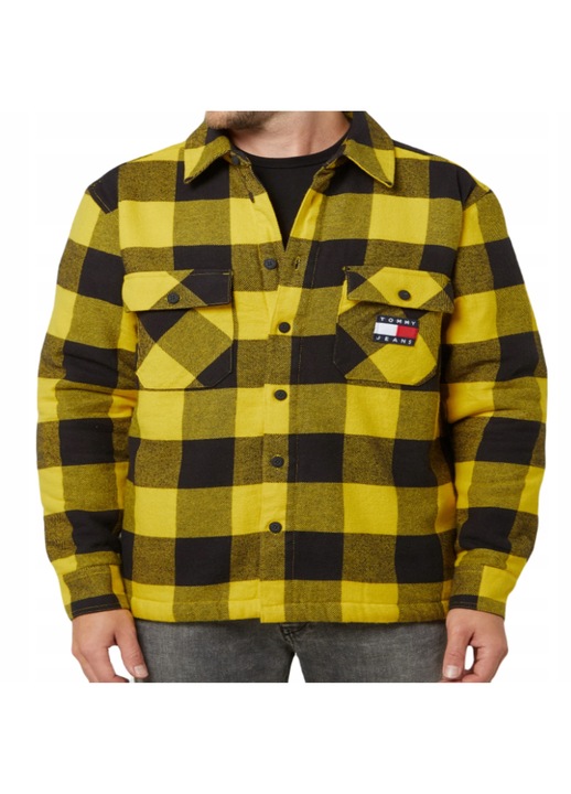 Camasa barbati, Tommy Jeans, Flanel, Negru/Galben, XL