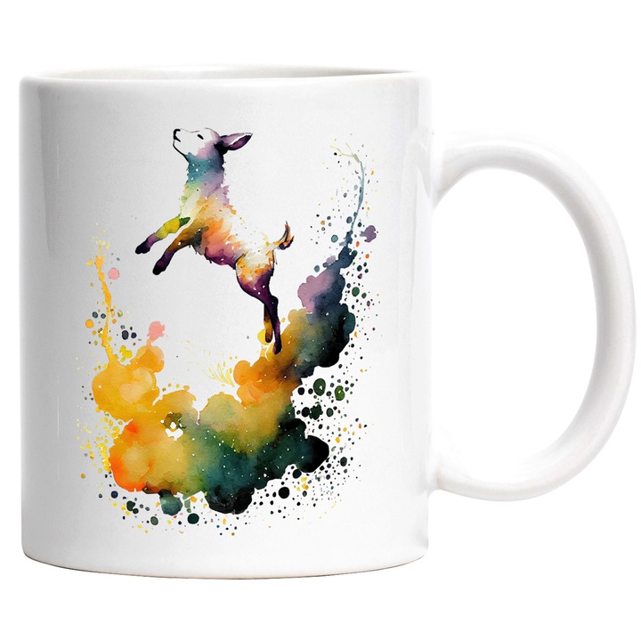 Cana Cu Miel Zburator, Traditii De Iarna, Iubitorii De Animale Pufoase, Multicolor, 330 ml, cu maner Alb